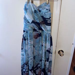floral blue long dress